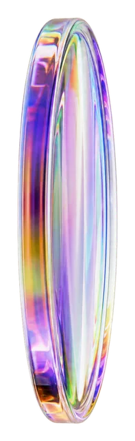 Thin glass disc seen edge-on