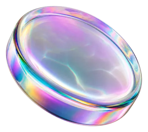 Iridescent glass lens
