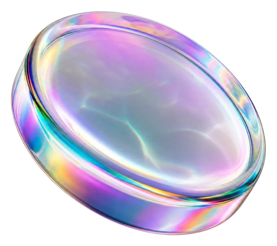 Iridescent glass lens